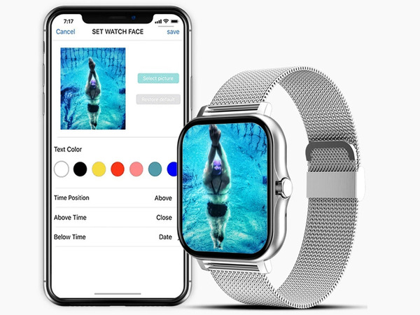 Reloj inteligente para mujer y hombre con correa de goma, Bluetooth, llamadas, color gris