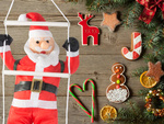 PÈRE NOËL SUR UNE ÉCHELLE DÉCORATION DE NOËL BALCON TERRASSE DÉCORATION 95 CM CHEMINÉE