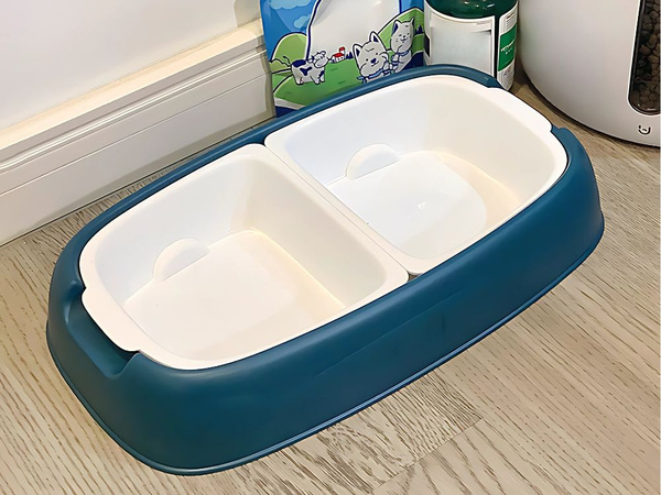 Castron dublu pentru câine pisică detașabil apă și mâncare boluri mari din plastic