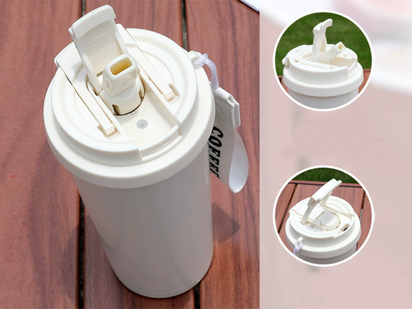 530 ml thermal mug with straw and steel handle, thermos for cold and hot beverages