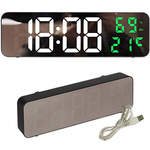 ELEKTRONIKUS ÓRA DIGITÁLIS LED ÉBRESZTŐÓRA HŐMÉRŐ TÜKÖR ÁLLÓ USB ELEMEKKEL