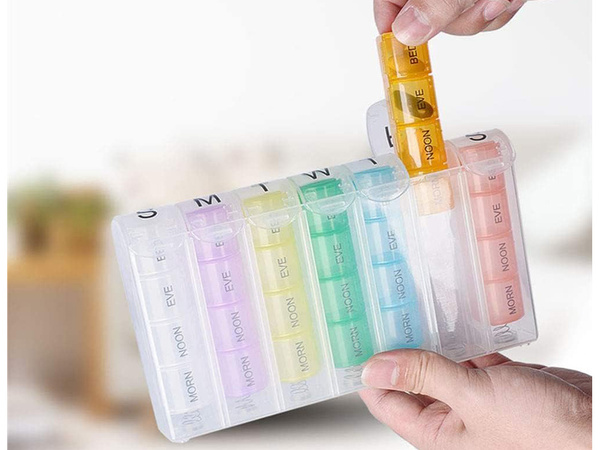 Boîte à médicaments boîte à pilules cassette hebdomadaire de médicaments à l'heure du jour
