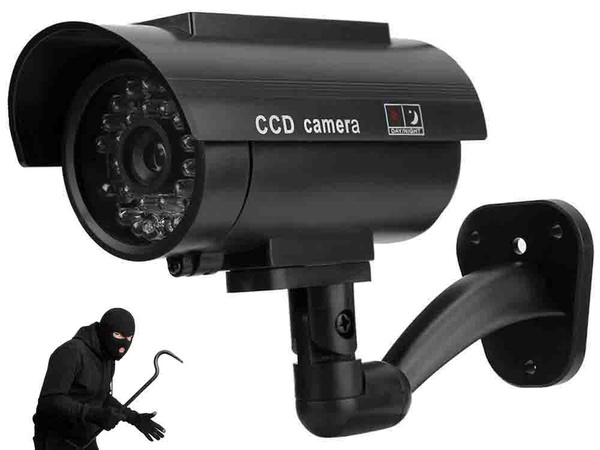 Dummy kamera ir led megfigyelő napelemes kültéri fali kamera villogó diódával