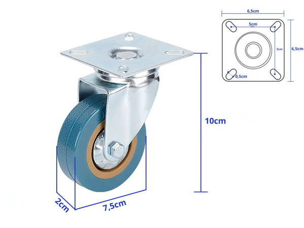 Furniture collection collar 3 inches metal acoperit cu cauciuc pentru cărucior de mobilier quiet 75mm