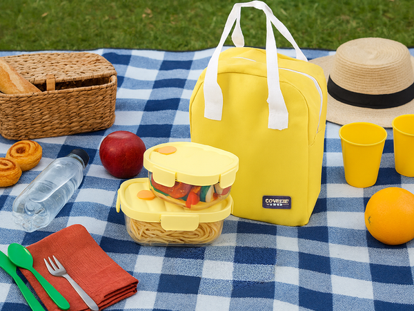 2 db üveg élelmiszer-tároló fedéllel hőálló hőtároló táska