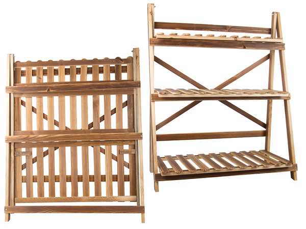 Kwietnik stojący drewniany wysoki na kwiaty doniczki 3 poziomowy regał