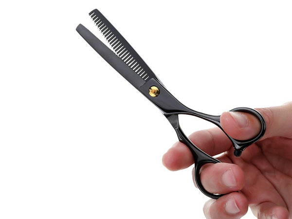 Tijeras de peluquería profesionales para desbaste, 17 cm, negras, texturizantes