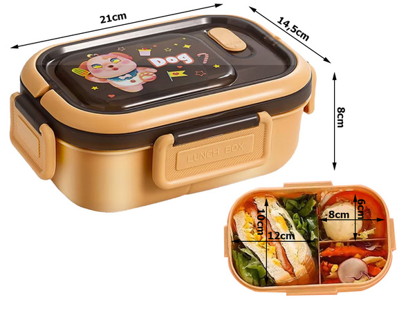 Lunchbox śniadaniówka pojemnik na śniadanie obiad z przegródkami sztućce