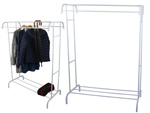 Standing clothes hanger with shelves for shoes and jackets, metal, for wardrobe