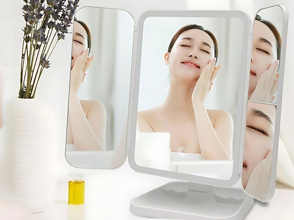 Make-up mirror led illuminated folding make-up mirror usb 3 colours