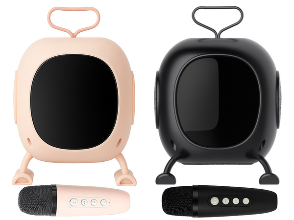 Bluetooth karaoke reproduktor s mikrofonem led barevné čtverce hudba rgb