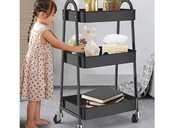 Estante de cocina armario de baño con ruedas estante de metal tres niveles 3