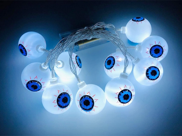 Svetlá 10 led závesné oči halloween 200cm svietiace dekorácie dekorácie očí