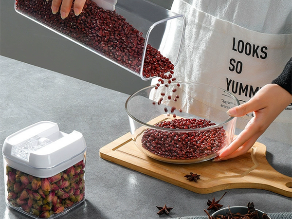 Virtuvės konteineriai maistui makaronų konteineris su uždarymu, 5 vienetų rinkinys