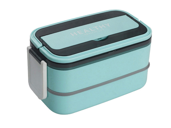Caja de desayuno con separadores contenedor de dos pisos xxl cubiertos lunchbox 1400 ml
