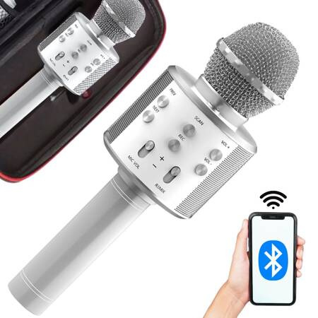 Bezdrátový mikrofon bluetooth karaoke reproduktor kulatý s pouzdrem různé režimy