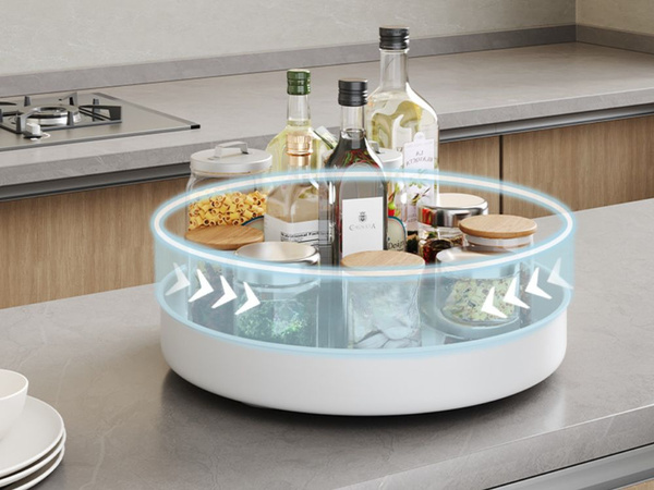 Tavă pivotantă organizator universal tavă 25cm bucătărie baie condimente alb