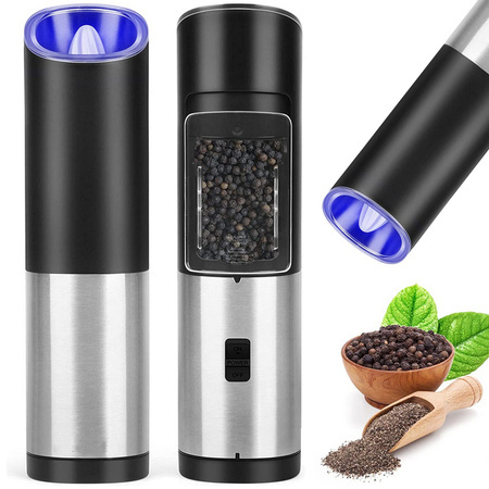 Electric gravity pepper mill for salt