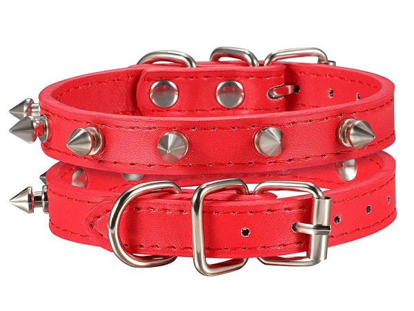 Studded dog collar eco leather adjustable s