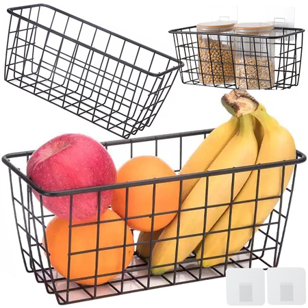Viseča košara kovinski organizator viseča kuhinjska polica črna