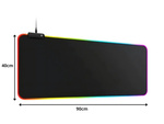 Gaming pad iluminado rgb xxl 90x40 bajo ratón teclado usb