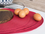 Round plate placemat kitchen plaid table mat burgundy