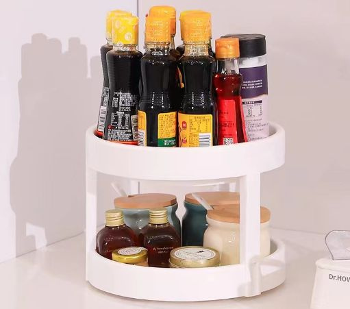 Organizador giratorio para la cocina cuenco de dos pisos para especias estribo redondo