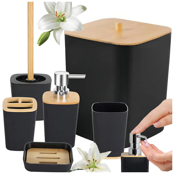 Vannitoakomplekt vannitoapintset wc seebidosaja bambuskorv 5