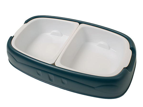 Double bowl for dog cat removable water and food bowls large plastic