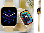 Inteligentné hodinky pre ženy a mužov s gumovým remienkom, športové, Bluetooth, volania, zlaté