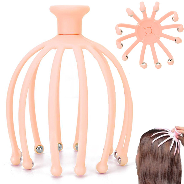 Relaxing hand-held scalp massager for head rubs