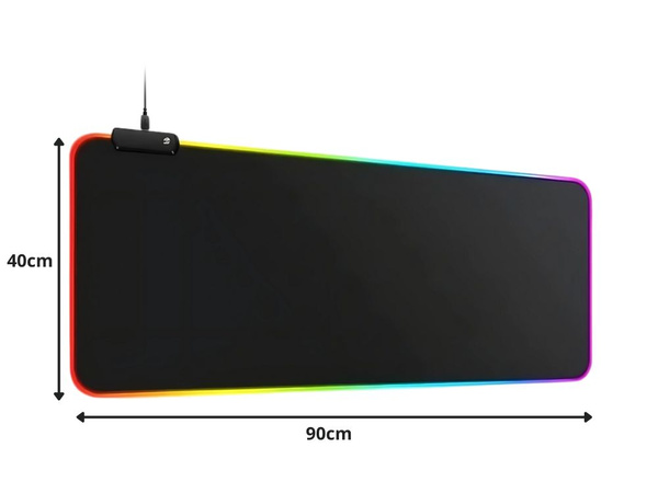 Spēļu spilventiņš ar apgaismojumu rgb xxl 90x40 zem peles tastatūras usb