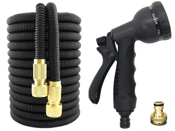 Garden hose 45m stretch couplings gun hook