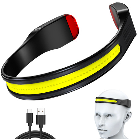 Head torch cob headband forehead 2in1