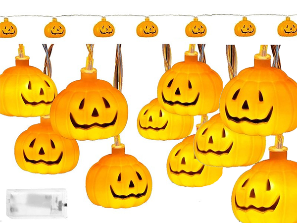 Kürbis lichter 10 led hängend halloween 200cm leuchtende dekoration kürbis dekoration