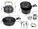 Camping cookware set kemping kettle frying pan 18in1