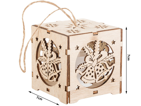Wooden hanging lantern christmas tree lighting christmas ornament bells