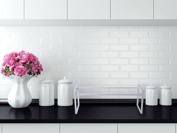 Etagère en métal à un seul niveau pour la cuisine, blanc