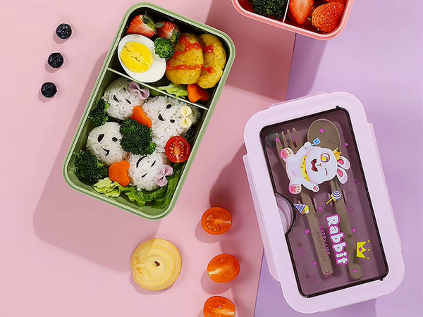 Lunchbox frühstücksbehälter für die schule trennwände besteck