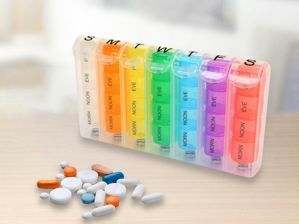 Boîte à médicaments boîte à pilules cassette hebdomadaire de médicaments à l'heure du jour