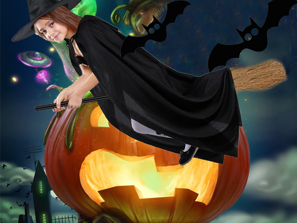Capa halloween capa con capucha negro disfraz para niño
