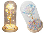 Rose éternelle dans une boîte en verre lumineuse avec led cadeau pour la journée de la femme