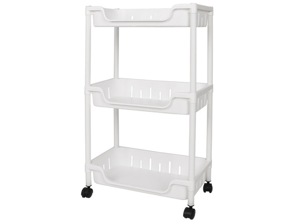 Półka łazienkowa szafka kuchenna regał mobilny na kółkach 3 poziomy haczyki