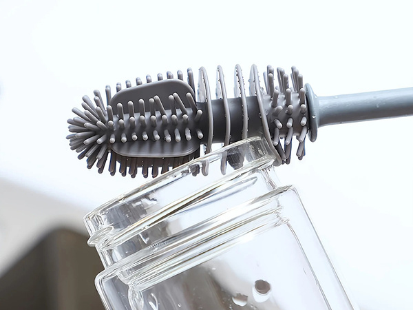 Brush for washing bottles glasses silicone washer long fine