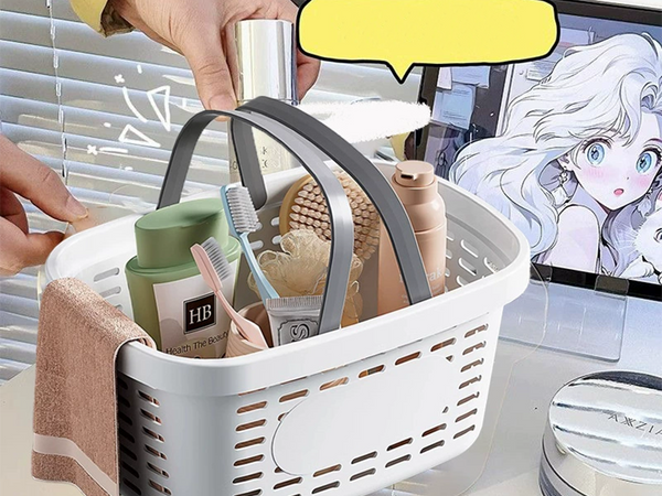 Basket basket organiser for bathroom cosmetics clips handles