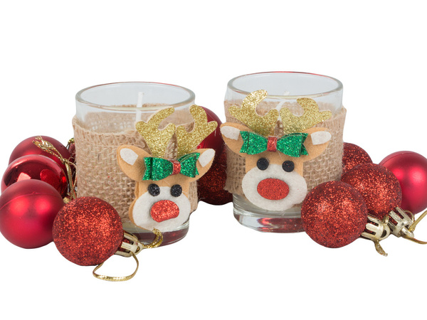 Scented candles in glass candles reindeer christmas set 2 pcs