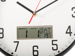 Reloj de pared grande silencioso 30cm redondo puntero fecha temperatura madera