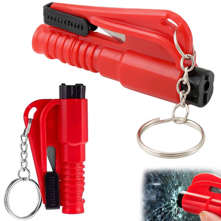 Life safety hammer key ring knife