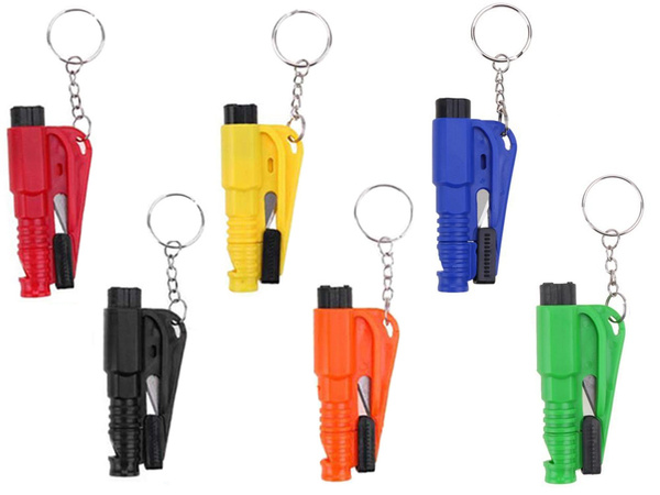 Life safety hammer key ring knife
