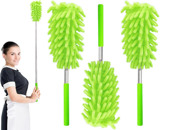 Dirt broom brush telescopic long folding microfibre